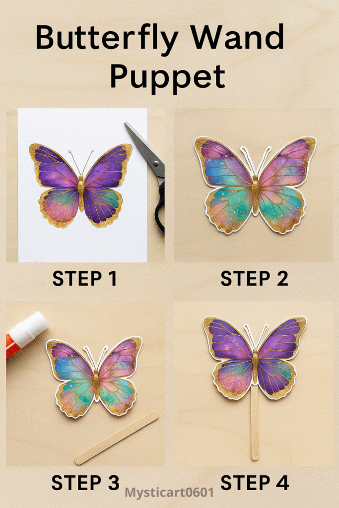 DIY butterfly wand puppet – step-by-step craft project for kids or spring gifting