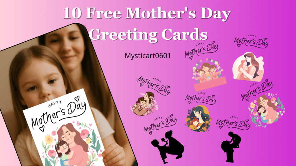 Preview of free printable Mother's Day greeting cards – 10 PNG designs by Mysticart0601