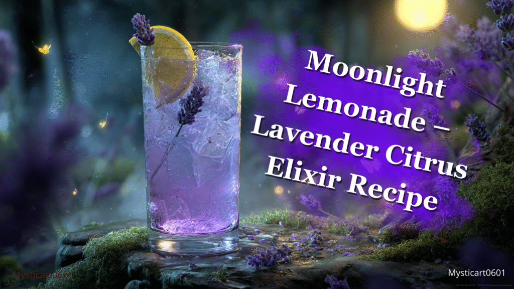Lavender lemonade served in a glass with lemon slices and dried lavender, placed on a rustic wooden table, soft natural light, herbal summer drink