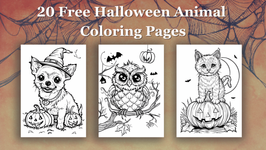 20 Free Halloween Animal Coloring Pages
